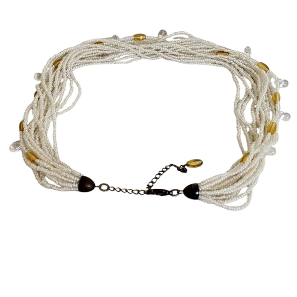 Icing Glass Seed Beads Orange Multi Layered necklace - Picture 3 of 3